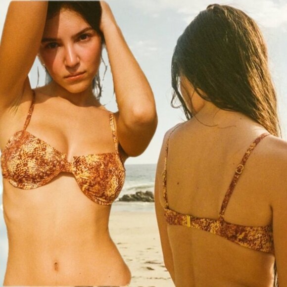Urban Outfitters | Out From Under Ivy Printed Underwire Bikini Top Snake Print L - Picture 1 of 14
